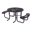 Picture of Quick Ship Round Thermoplastic Picnic Table 46" Top & Two Attached Seats Plastic Coated Expanded Metal with 2" Galvanized Steel Frame