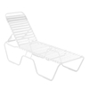 Quick Ship St. Maarten Chaise Lounge White Vinyl Straps with White Aluminum Frame