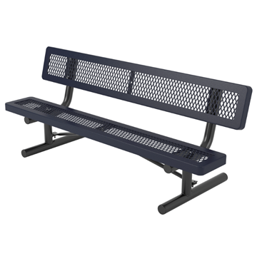 Child's Bench with Back 6 Ft. Plastic Coated Expanded Metal with 2 3/8 In. Galvanized Tube