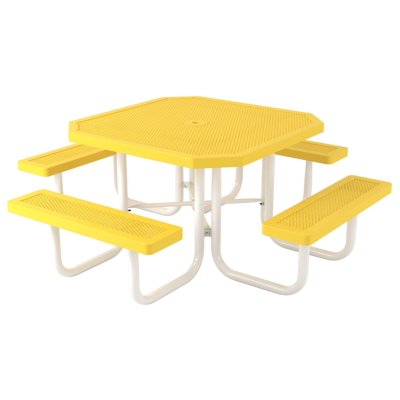 Octagon Picnic Table 46 In. Attached Seats Plastic Coated