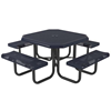 Octagonal Thermoplastic Picnic Tables 46". Attached Seats Rolled Edge