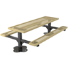 Rectangular Picnic Table 8 Ft. Attached Seats Plastic Coated Expanded Metal with 4 In. Galvanized Steel Pedestal