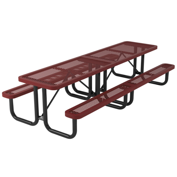 Rectangular Thermoplastic Picnic Table 10 Ft. Plastic Coated Expanded Metal with Welded 2 3/8 inch Galvanized Steel