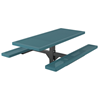Rectangular Thermoplastic Picnic Table 6 Ft. Attached Seat Plastic Coated Small Perforated Steel