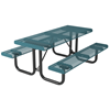 Rectangular Thermoplastic Picnic Table 6 Ft. Attached Seats Plastic Coated Rolled Expanded Metal
