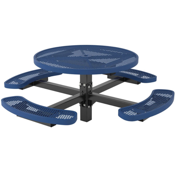 Round Picnic Table 46 In. with Attached Concave Seats