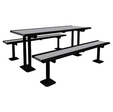 Arches 6 Foot Recycled Plastic Pedestal Table with Detached Benches