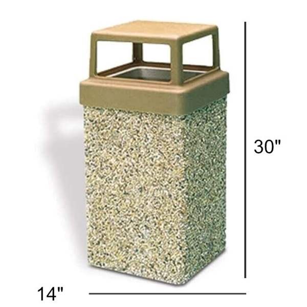 9 Gallon Concrete Trash Receptacle with 4 Way Open Top, 205 Lbs.	