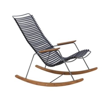 Ledge Lounger Playnk Slat Rocker Chair with Bamboo Accents and Powder-Coated Metal Frame - 27 lbs.