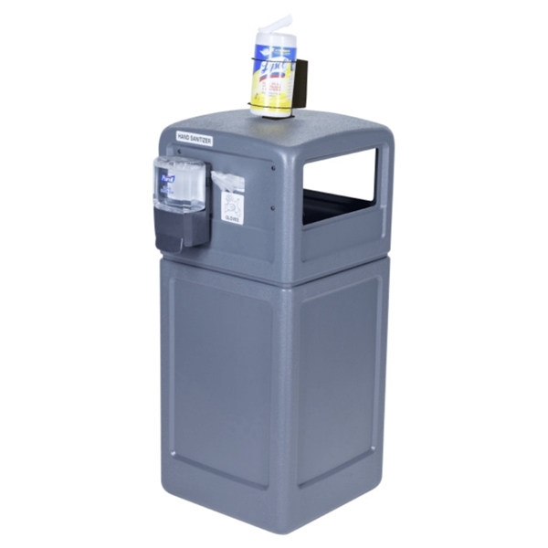 42-Gallon Trash Receptacle PolyTec Series with Sanitation Station - 80 lbs.