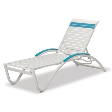 Helios Contract Vinyl Strap Chaise Lounge with Commercial Aluminum Frame - 29 lbs.