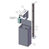 10-Gallon Trash Receptacle with Post Mounted Manual Sanitation Gel Dispenser	