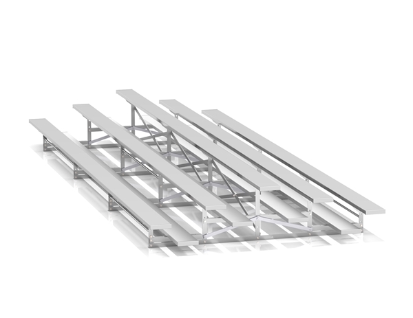 3 Row Back-To-Back 21 Ft. Aluminum Bleacher Without Guardrails And Double Footboards - 470 Lbs	