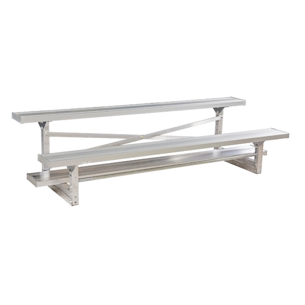 2 Row 7.5 ft. Aluminum Bleacher without Guardrails and Double Footboards - 100 lbs.