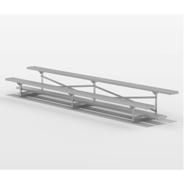 2 Row 15 ft. Aluminum Bleacher without Guardrails and Double Footboards - 155 lbs.