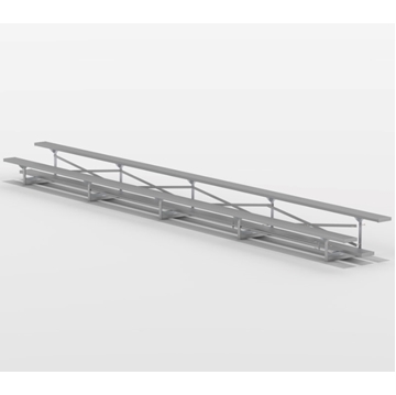 2 Row 27 ft. Aluminum Bleacher without Guardrails and Double Footboards - 260 lbs.