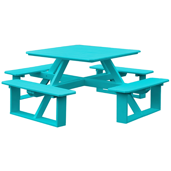 44" Square Poly Recycled Plastic Walk-In Picnic Table