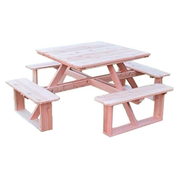 44" Wooden Square Walk-In Picnic Table - 170 lbs.