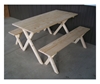 5 ft. Crossleg Wooden Picnic Table with 2 Detached Benches - 72 lbs.
