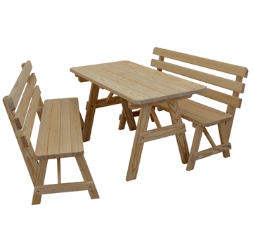 6 ft. Wooden Picnic Table with 2 Benches - 225 lbs.