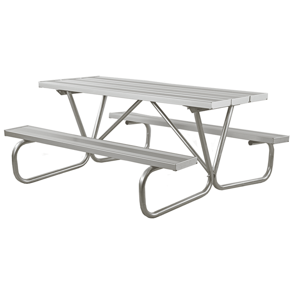 Aluminum 8 Ft. Rectangular Picnic Table with Bolted 1 5/8 In. Galvanized Tube
