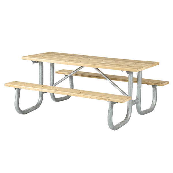 12 Ft. Rectangular Wooden Picnic Table with 2-3/8 In. Galvanized Steel Frame