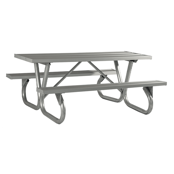 Aluminum Picnic Table 8 foot Rectangular with Bolted 2 3/8 In. Galvanized Tube