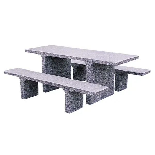 7 Ft. ADA Concrete Rectangular Picnic Table with Detached Benches, 2620 Lbs.