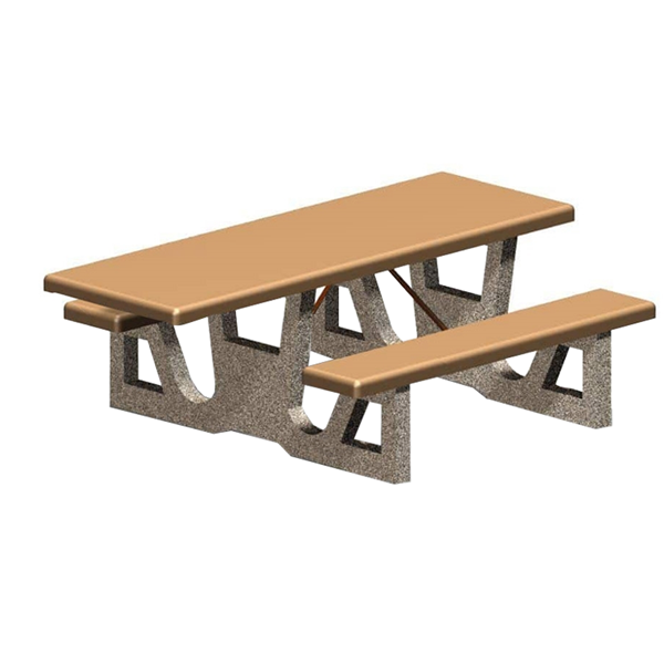 ADA Wheelchair Accessible Concrete Rectangular Picnic Table 84 In. Concrete With Exposed Aggregate, Commercial