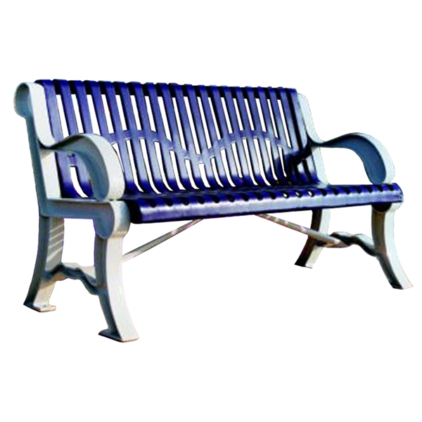 Bench With Back 5 Ft. Plastic Coated Ribbed Steel With Cast Aluminum, Portable Or Surface Mount