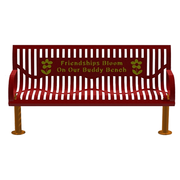 6 Ft. Buddy Bench With Back, Wingline Ribbed Steel, 121 Lbs.