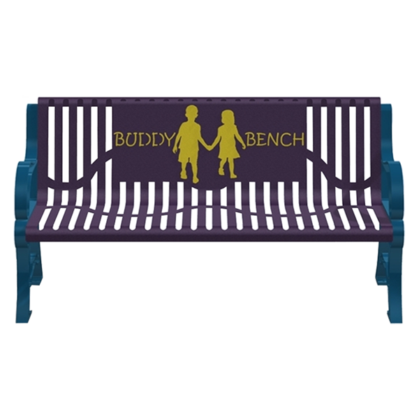 5 Ft. Buddy Bench With Back, Classic Ribbed Steel, 110 Lbs.