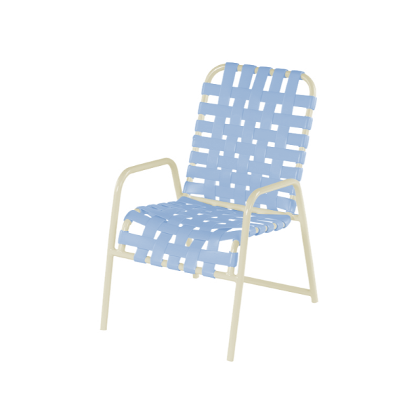 St. Maarten Cross Weave Vinyl Strap Dining Chair with Aluminum Frame