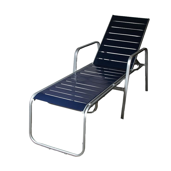 Destin Commercial Vinyl Strap Stack Chaise Lounge Powder-Coated Welded