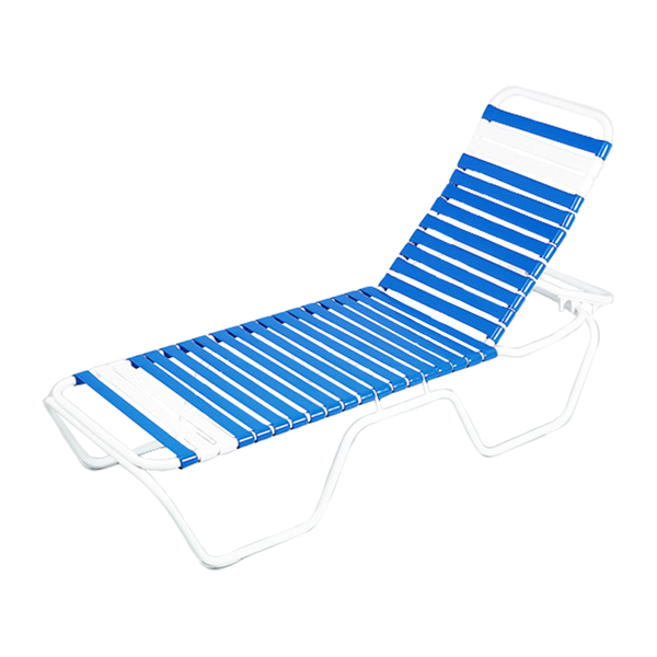 Daytona Commercial Vinyl Strap Chaise Lounge with Stackable Powder-Coated Aluminum Frame