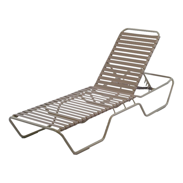 St. Maarten Vinyl Strap Chaise Lounge with Extended Bed Aluminum Frame