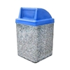  53 Gallon Concrete Trash Receptacle - Blue Top