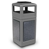 42 Gallon Plastic Trash Can with Stone Panels and Ash Top