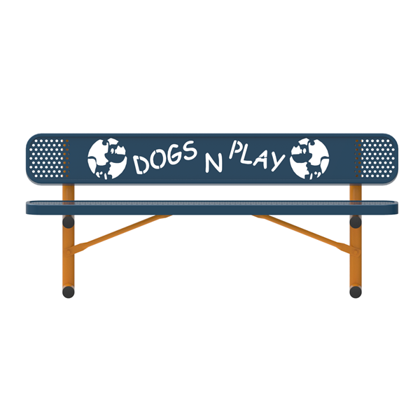 6 Ft. Punched Steel Dog Park Bench with Back, Portable