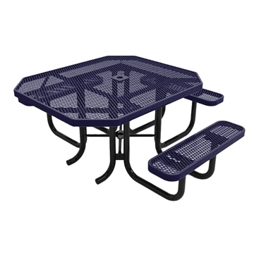 46" RHINO ADA Accessible Octagonal Thermoplastic 3-Seat Picnic Table with Portable Frame