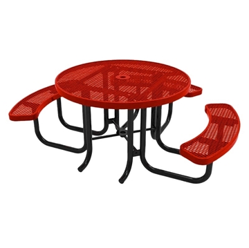 46" RHINO Wheelchair Accessible Round Thermoplastic 3-Seat Picnic Table with Portable Frame