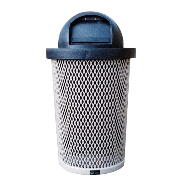 Picture of Tapered Trash Receptacle 32 Gallon Plastic Coated Expanded Metal Includes Liner and Dome Top