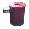 Picture of Perforated Trash Receptacle with Ash Tray 32 Gallon Plastic Coated Perforated Steel Includes Liner and Flat Top
