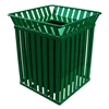 36 Gallon Square Steel Powder Coated Trash Receptacle with Flat Top and Liner
