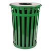 Oakley Standard Trash Receptacle Round 36 Gallon Powder Coated Steel With Flat Top, Portable