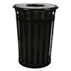 Oakley Standard Trash Receptacle Round 36 Gallon Powder Coated Steel With Flat Top, Portable