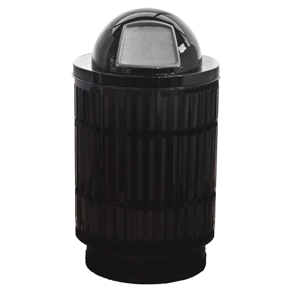 Trash Can, 40 Gallon Round Powder Coated Steel With Dome Top, Portable
