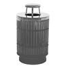 Trash Can, 40 Gallon Round Powder Coated Steel With Rain Cap Top, Portable