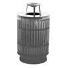 Trash Can, 40 Gallon Round Powder Coated Steel With Ash Top, Portable 