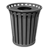 Wydman Trash Can, 36 Gallon Round Powder Coated Steel With Flat Top, Portable